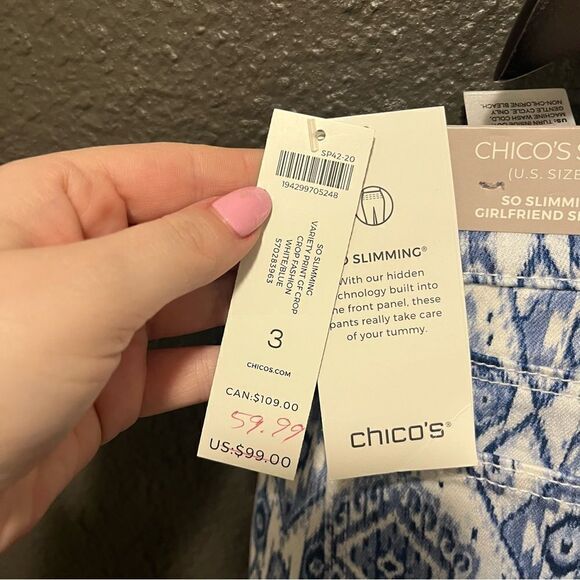 Chicos so Slimming Diamond-Print Girlfriend Crops 3 or XL - Picture 13 of 13